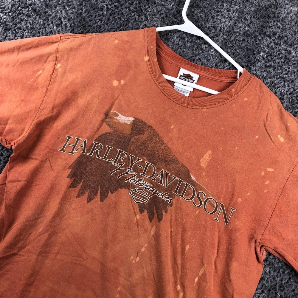 Harley-Davidson Shirt Mens Large Orange Smoky Mountain Eagle Maryville TN USA